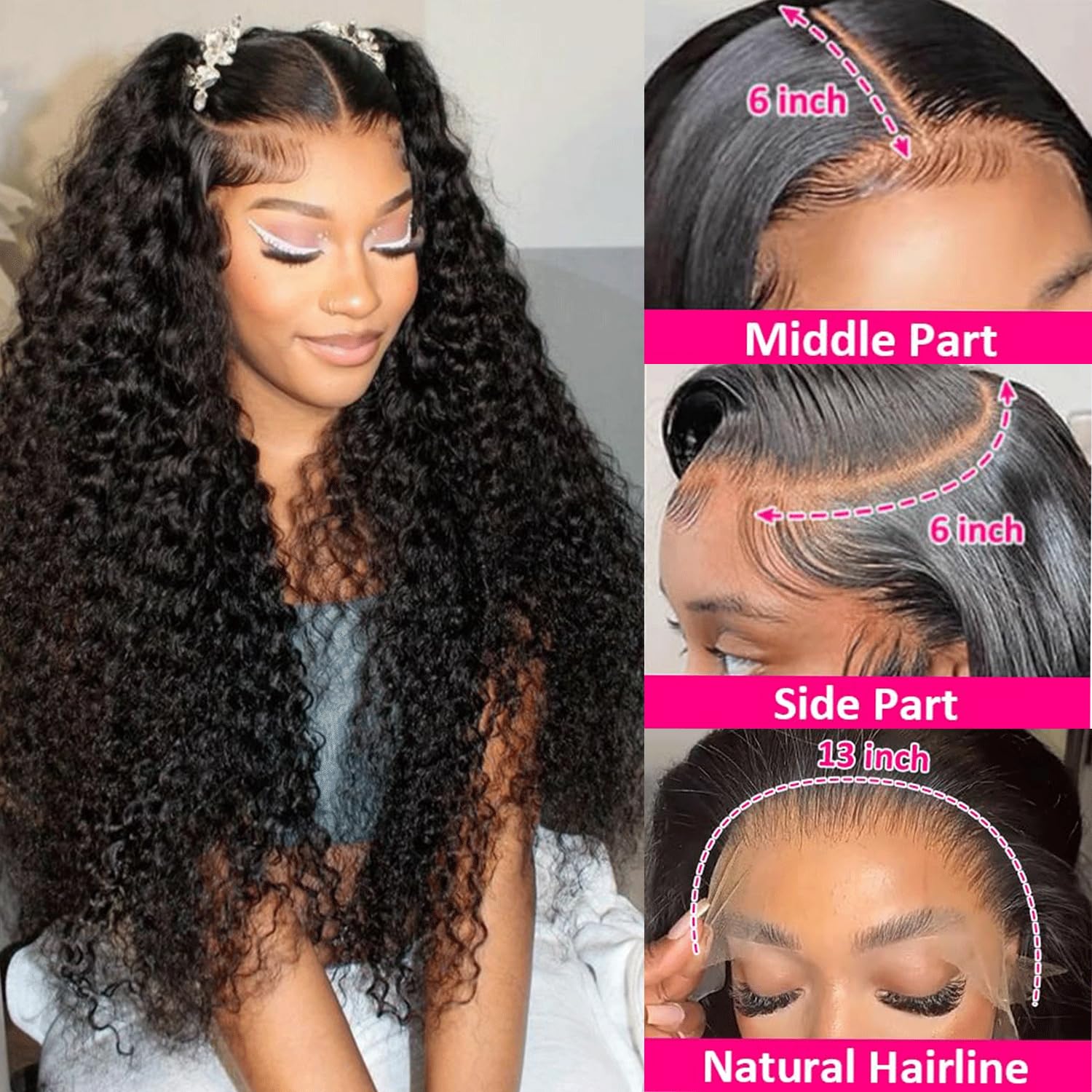 BunnyQ water wave 13x6 HD lace front wig side part for versatile styling