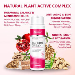 BUNUSS Estriol application on face, neck, and body supports even skin tone.