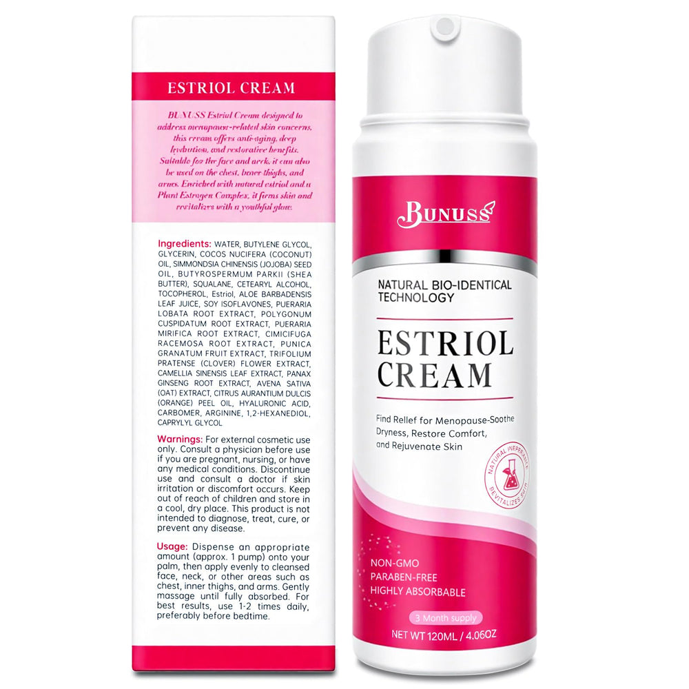 BUNUSS Estriol brand logo on packaging for clean skincare trust.