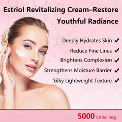 BUNUSS Estriol cream texture closeup shows smooth, non-greasy finish.