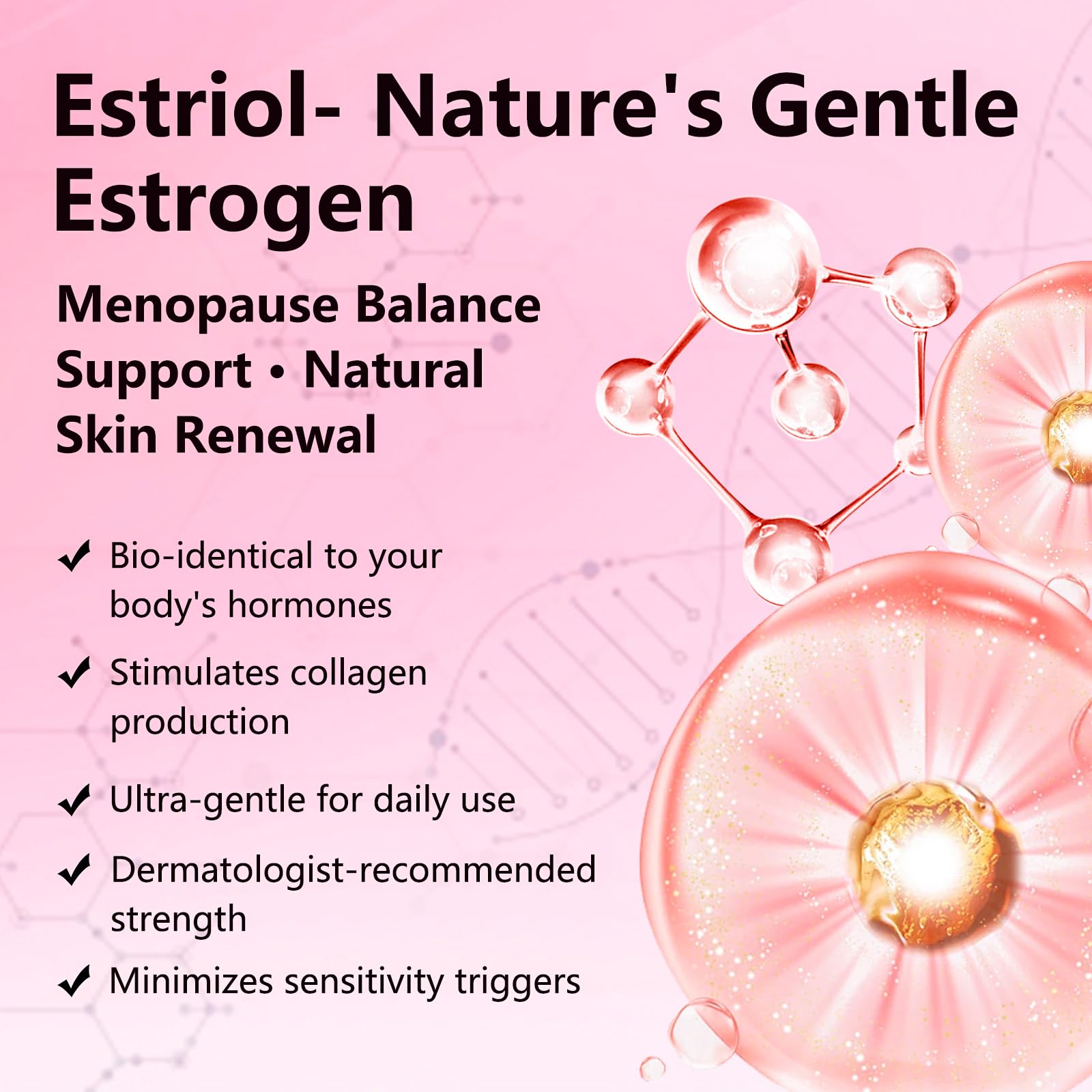 BUNUSS Estriol ingredients image highlights wild yam, red clover, kudzu, and soy isoflavones.