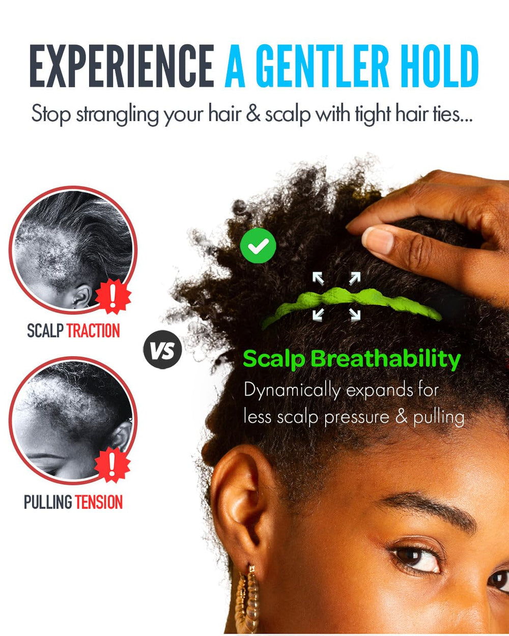 Bunzee Bands non-slip weave close-up demonstrates secure hold without headaches