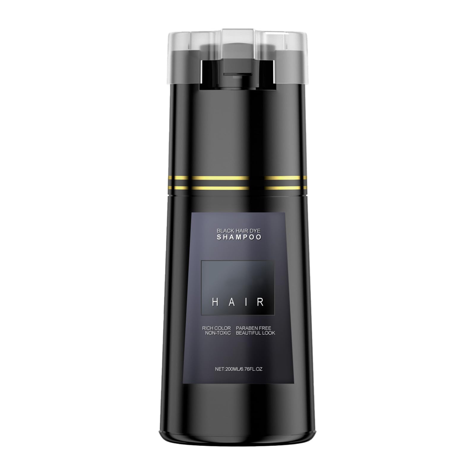 Bupposes Black Dye Shampoo bottle front for easy at-home color