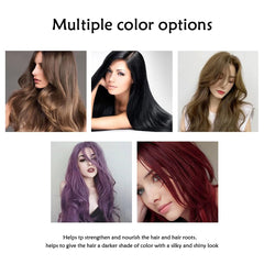 Bupposes gray hair coverage with dark brown shampoo showing natural-looking results.
