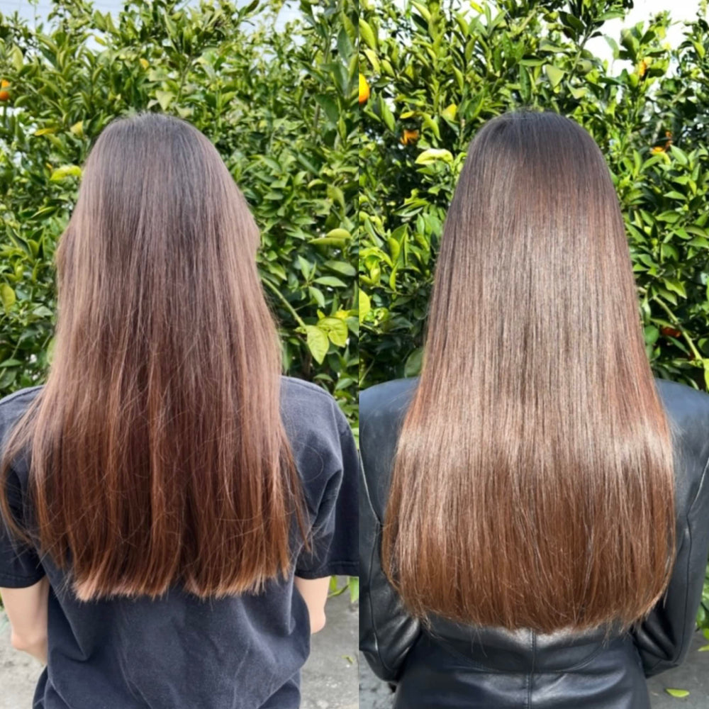 Bur Bur Growing Season Oil on dry hair shows how the oil helps soften and detangle.