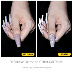 BURANO Disco glitter nails setup demonstrates easy salon-style sparkle at home.