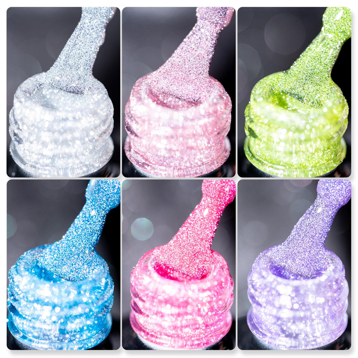 BURANO Reflective Glitter Polish bottle closeup showing holographic sparkle for dramatic nail looks.