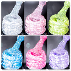 BURANO Reflective Glitter Polish bottle closeup showing holographic sparkle for dramatic nail looks.