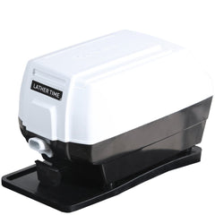 Burmax Lather Time dispenser button close-up highlighting effortless one-handed operation.