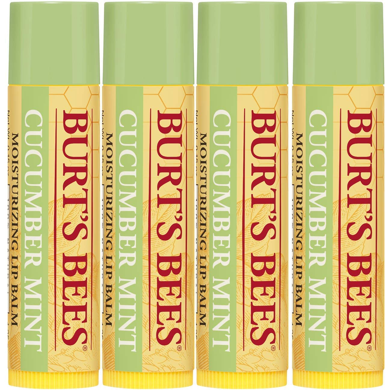 Burt's Bees 4-tubes pack displayed for on-the-go lip care