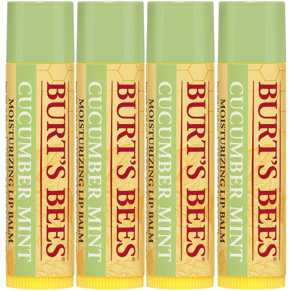Burt's Bees 4-tubes pack displayed for on-the-go lip care