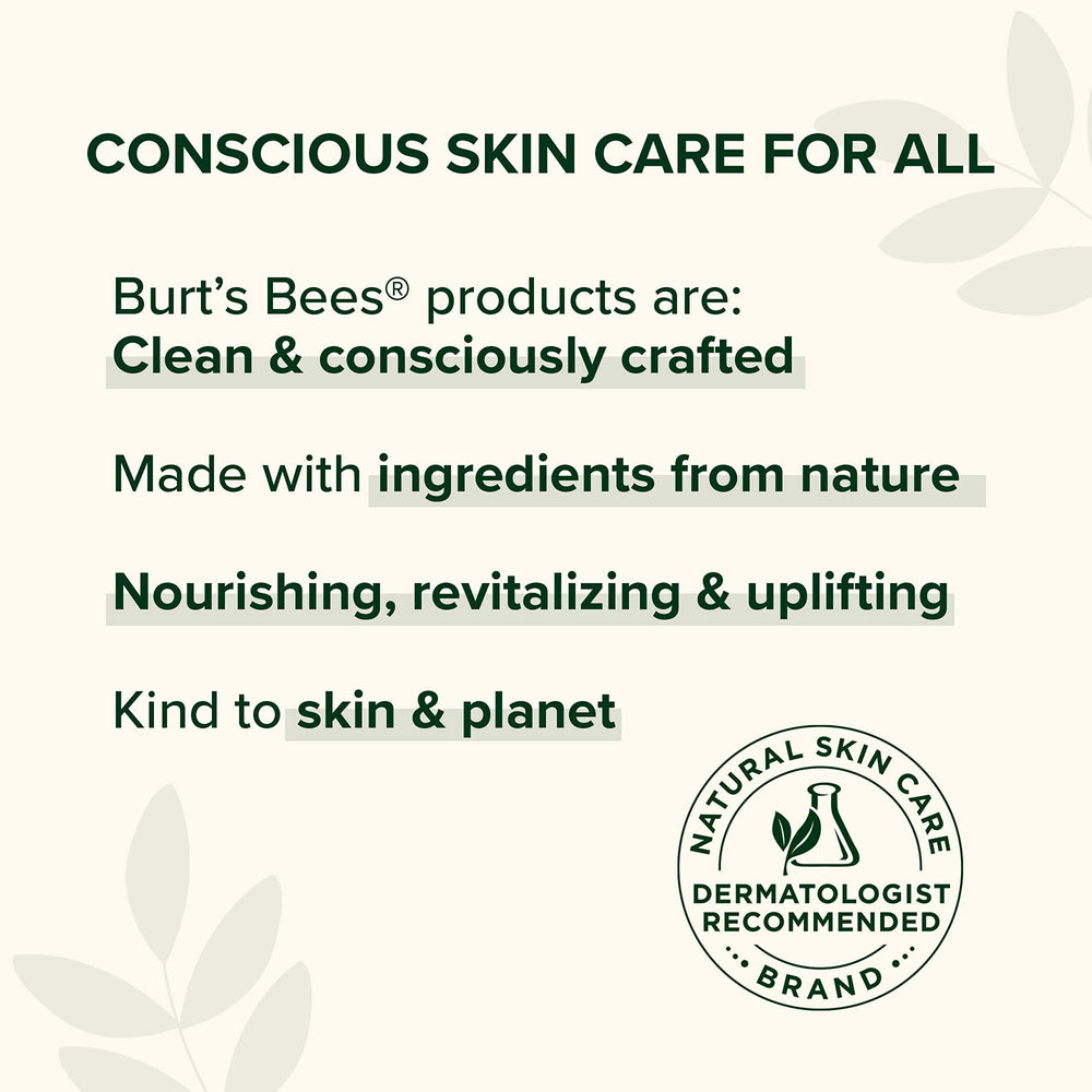 Burt's Bees all-skin-types friendly label communicates inclusive skincare suitable for everyone