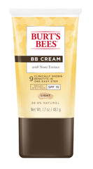 Burt's Bees BB Cream SPF 15 light-tint tube close-up, lightweight coverage.