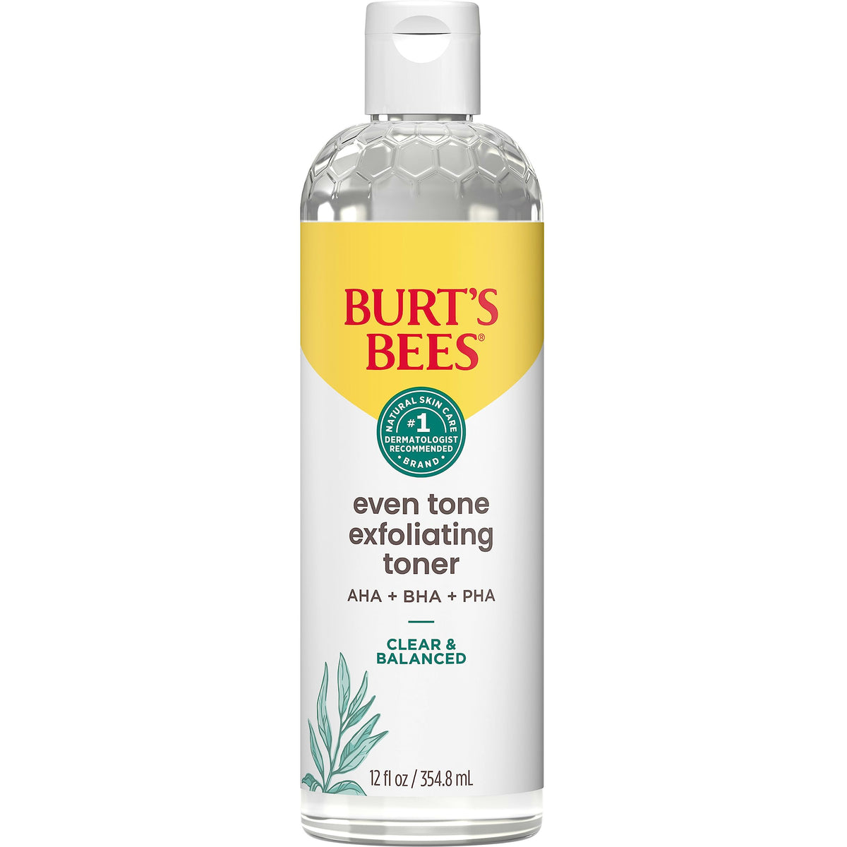 Burt's Bees Clear and Balanced Exfoliator packaging close-up highlighting natural skincare refinement