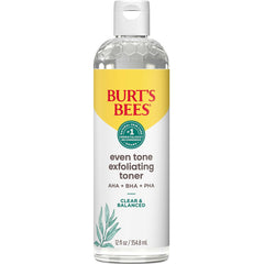 Burt's Bees Clear and Balanced Exfoliator packaging close-up highlighting natural skincare refinement