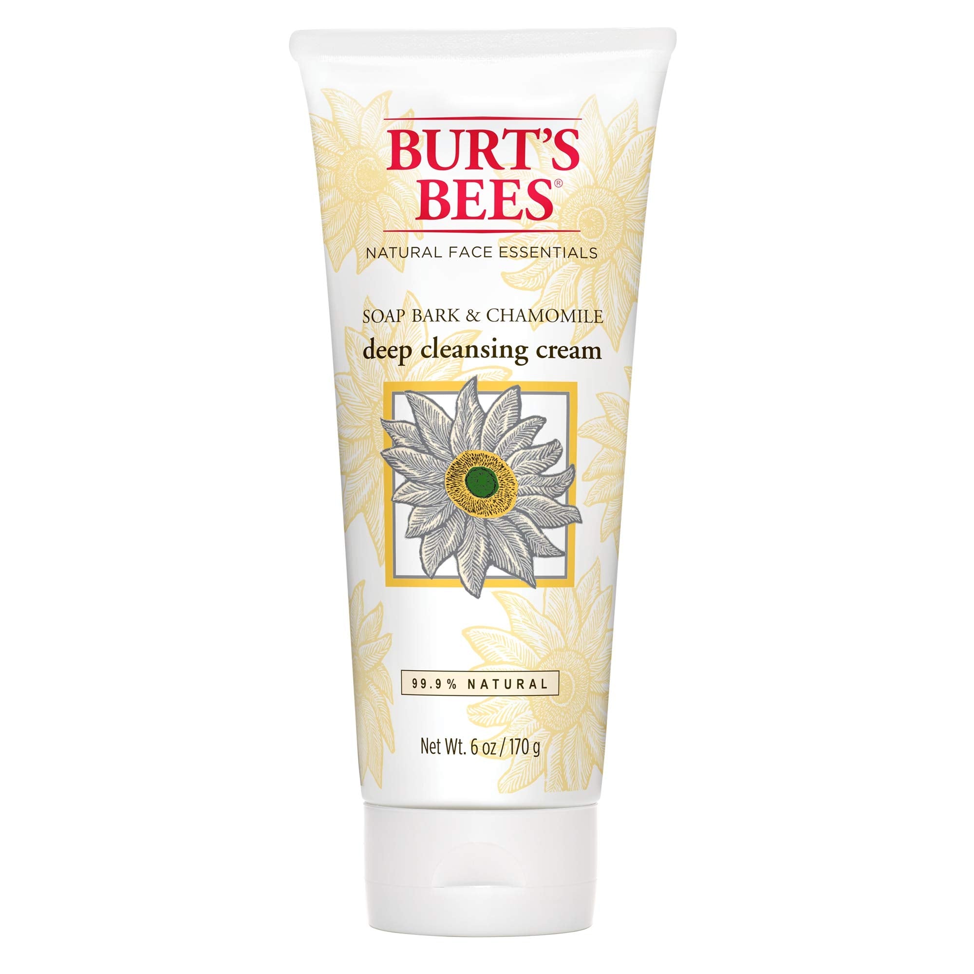 Burt's Bees Deep Cleansing Cream bottle with soap bark chamomile for daily cleansing.