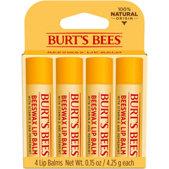 Burt's Bees front packaging showing original beeswax and peppermint benefits