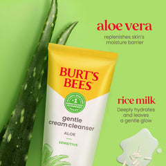 Burt's Bees Gentle Cream Cleanser Aloe texture close-up shows creamy lather that nourishes skin