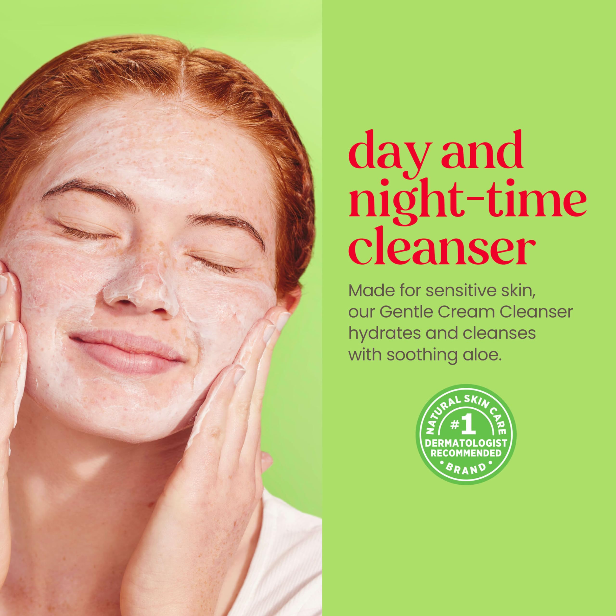 Burt's Bees Gentle Cream Cleanser Aloe on skin suggests soothing, non-drying cleansing