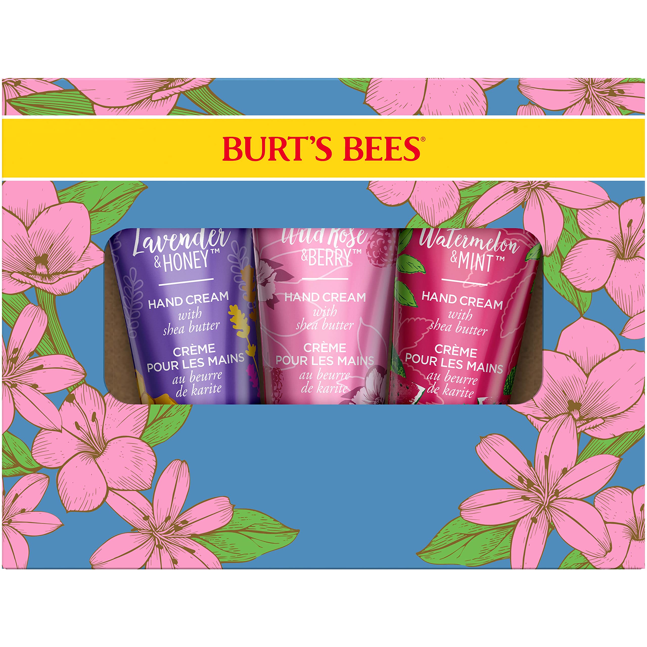 Burt's Bees spring gift box imagery suitable for Easter or Mother's Day.