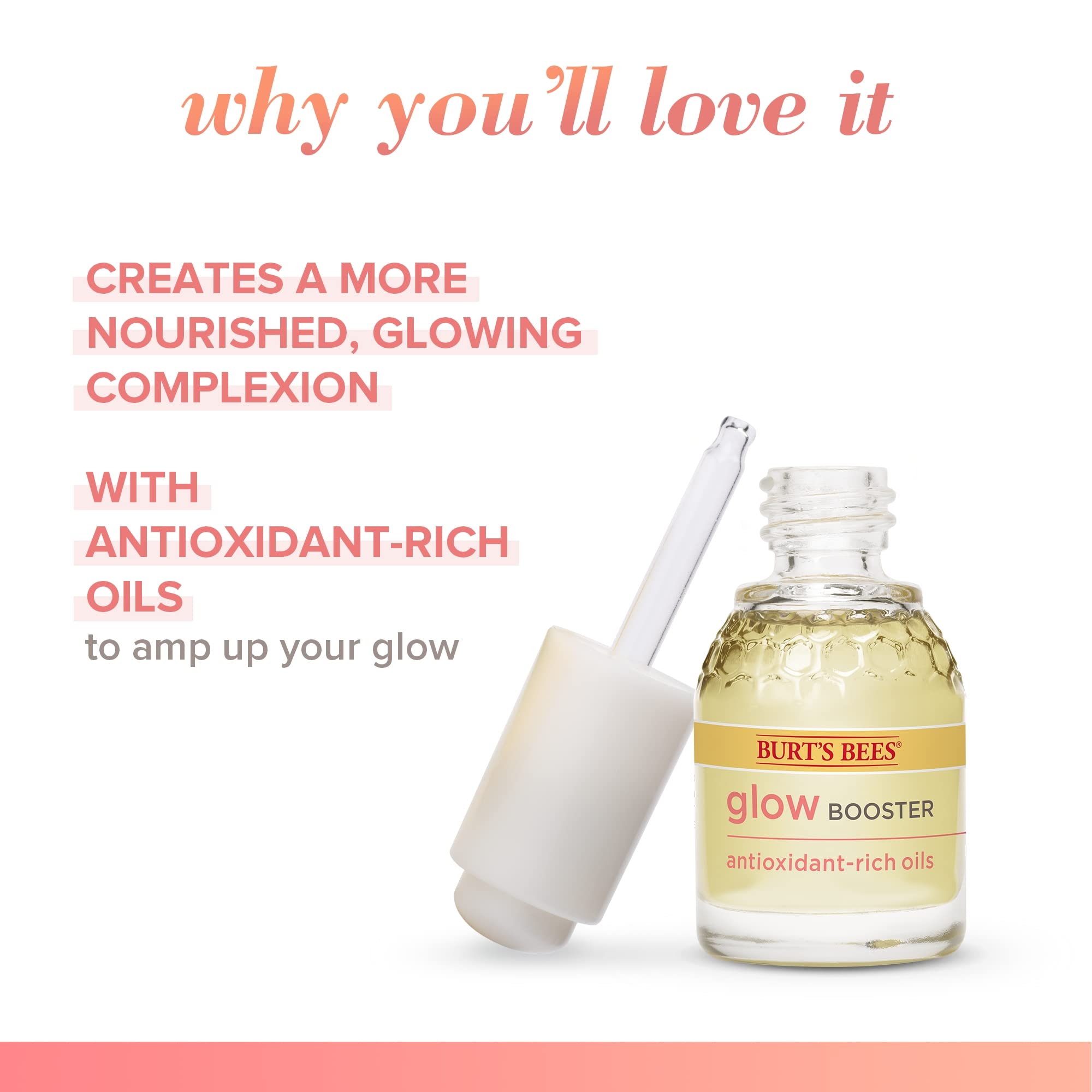 Burt's Bees Glow Booster being applied in hand during morning routine.