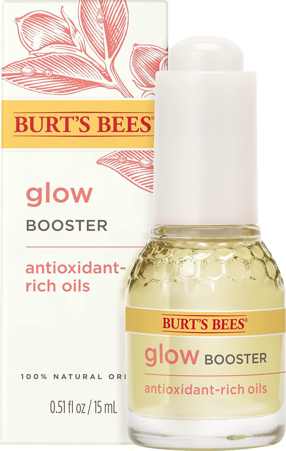 Burt's Bees Glow Booster texture closeup highlights lightweight finish.