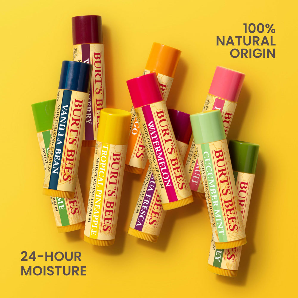 Burt's Bees beeswax and peppermint ingredients highlighting natural nourishment