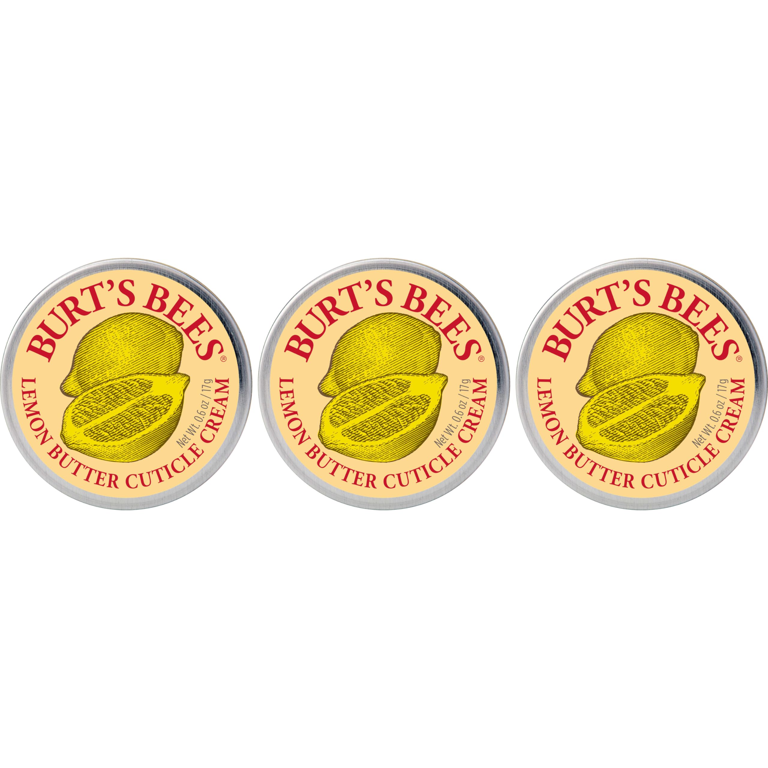Burt's Bees Lemon Butter Cuticle Cream jar shows natural nourishment for nails and cuticles