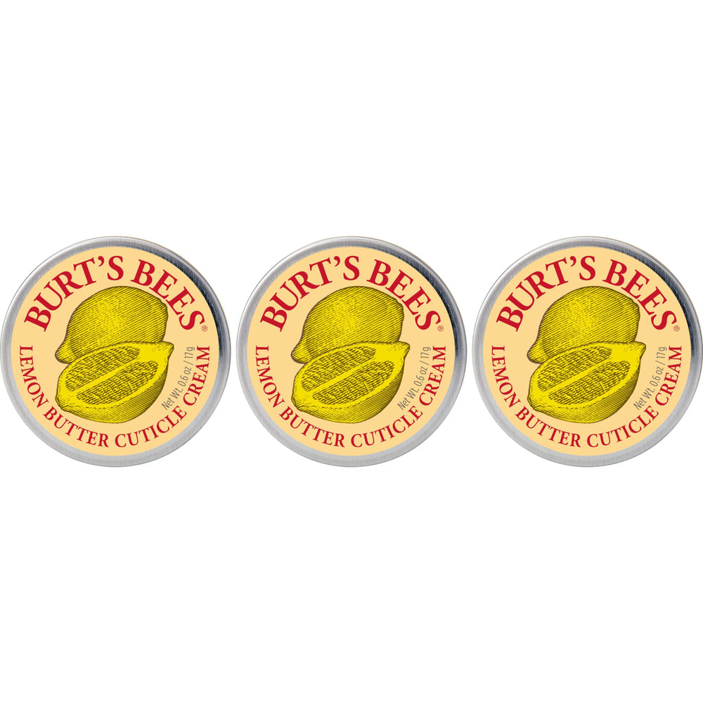 Burt's Bees Lemon Butter Cuticle Cream jar shows natural nourishment for nails and cuticles