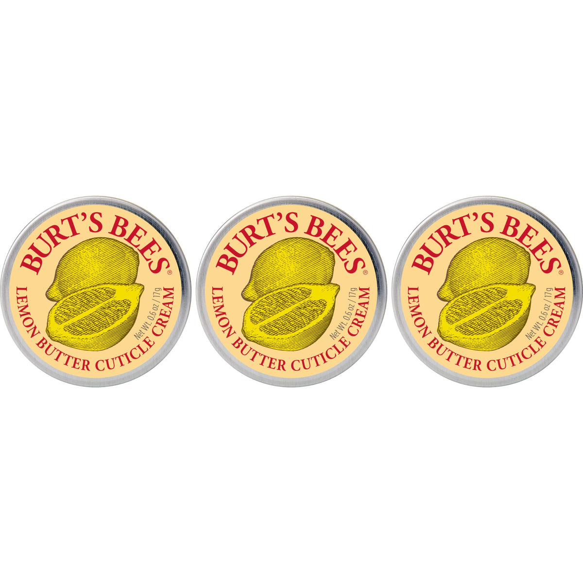 Burt's Bees Lemon Butter Cuticle Cream jar shows natural nourishment for nails and cuticles