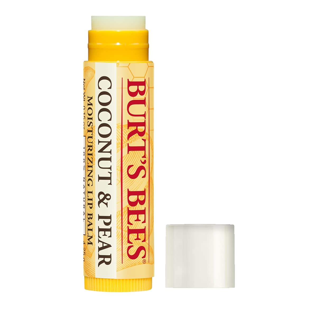 Burt's Bees lip balm being applied for smooth lip coverage.