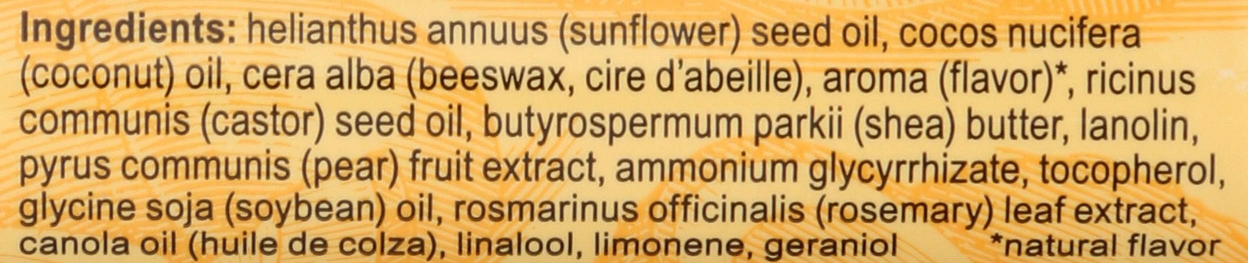 Beeswax and vitamin E nourish lips with antioxidant protection.
