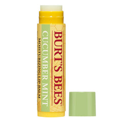 Burt's Bees lip balm cucumber extract mint scent in tube suggests cooling lip comfort