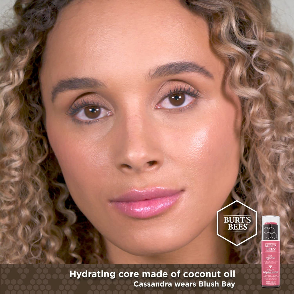 Burt's Bees Lip & Cheek Stick close-up demonstrates smooth, lightweight texture.