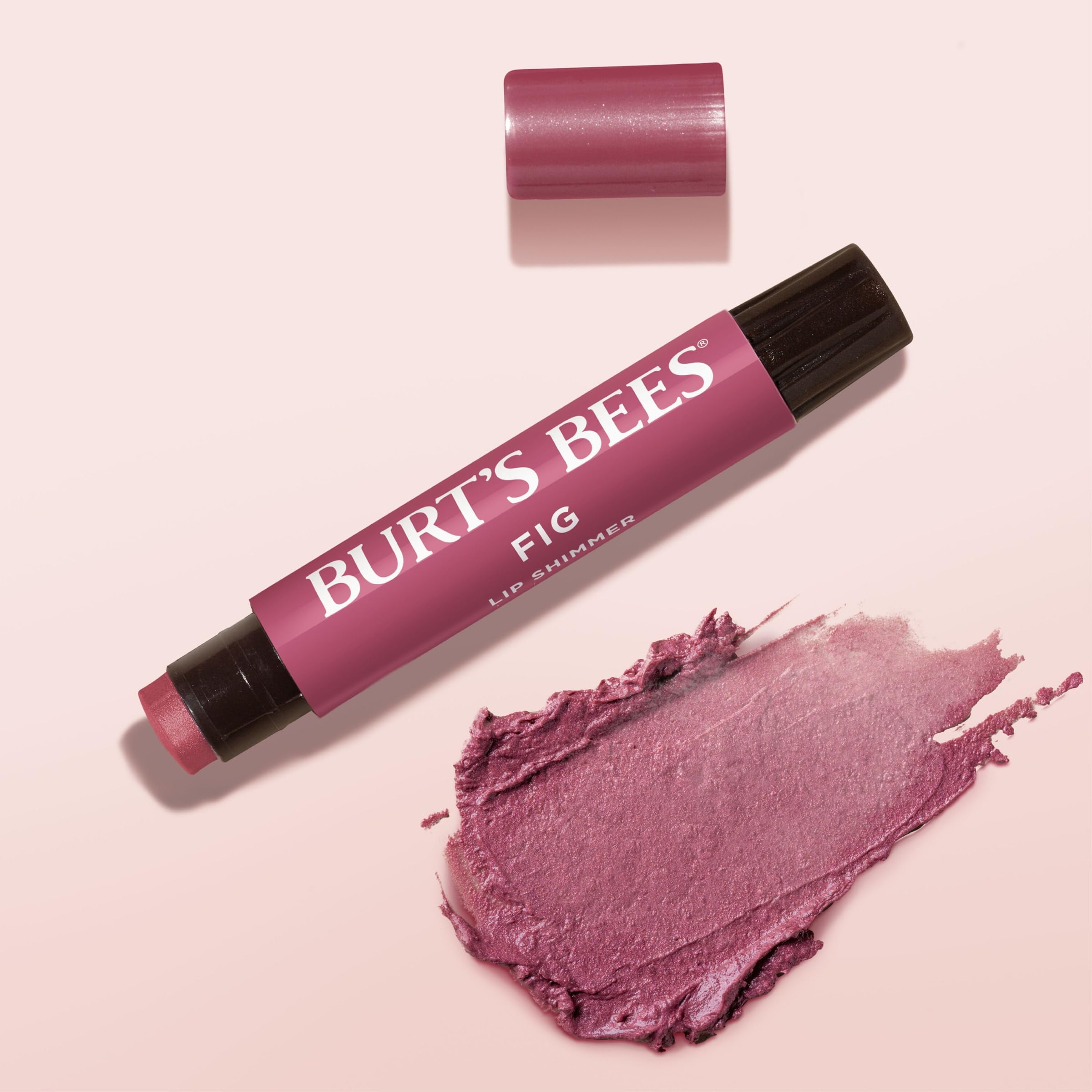 Burt's Bees Lip Shimmer Fig buildable color in action