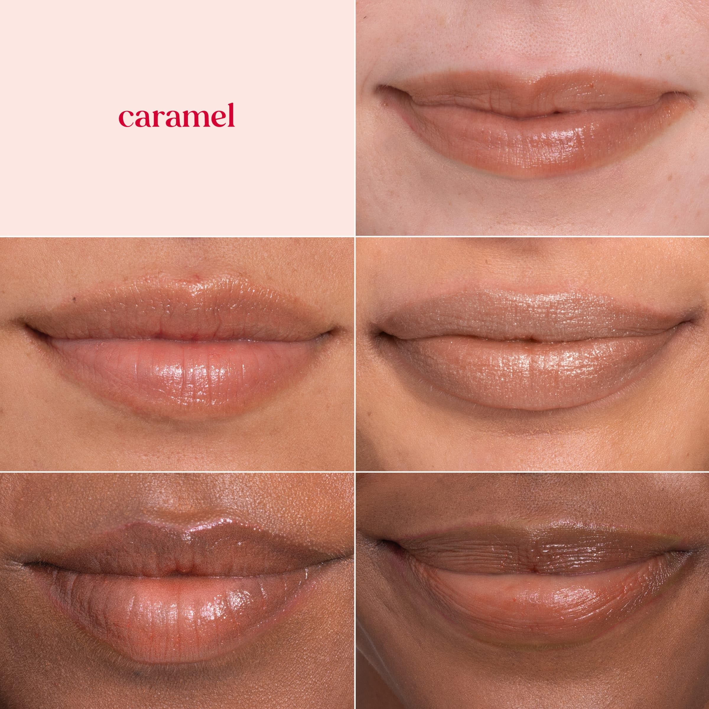 Burt's Bees Lip Shimmer Caramel lip close-up showing glow and hydration.