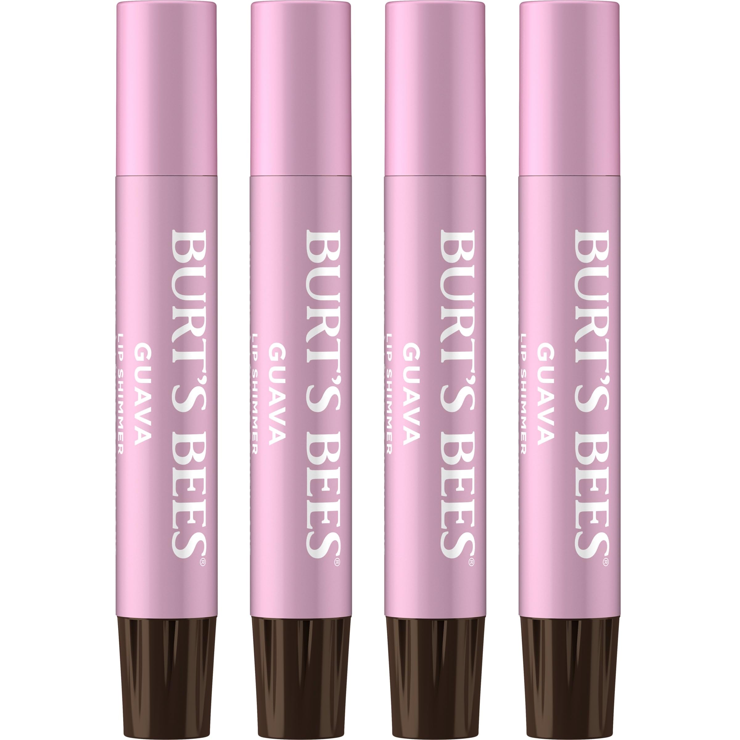 Burt's Bees Lip Shimmer Guava packaging close-up showing natural shimmer glow
