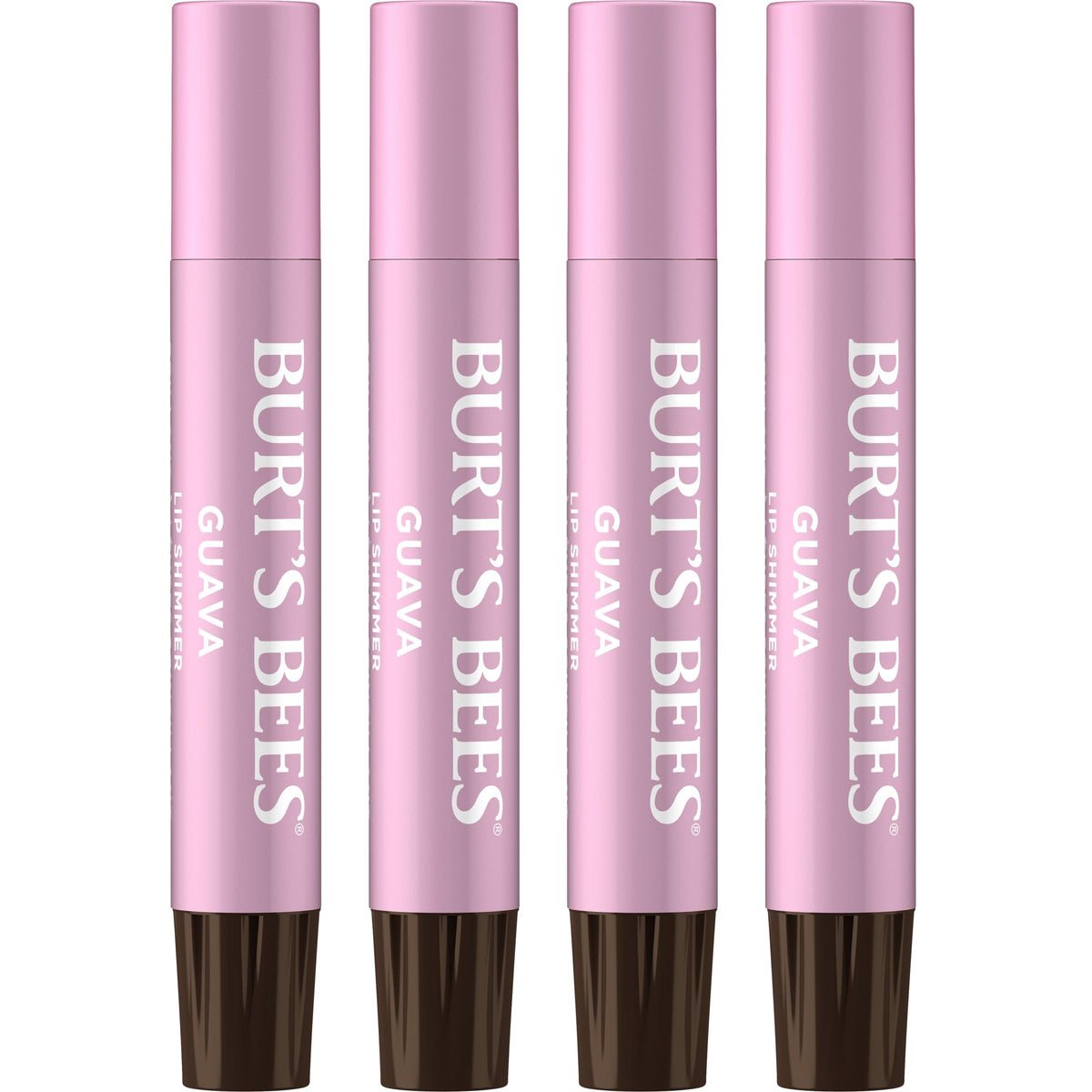 Burt's Bees Lip Shimmer Guava packaging close-up showing natural shimmer glow