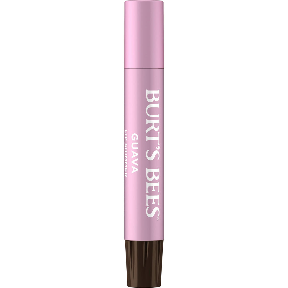 Burt's Bees Lip Shimmer Guava tube applying for soft, buildable lip color