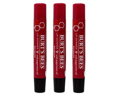 Burt's Bees Lip Shimmer Rhubarb tube shows sheer color and glossy shine.