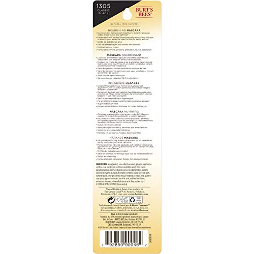 Burt's Bees Nourishing Mascara ophthalmologist-tested note confirms eye-safety for sensitive wearers.