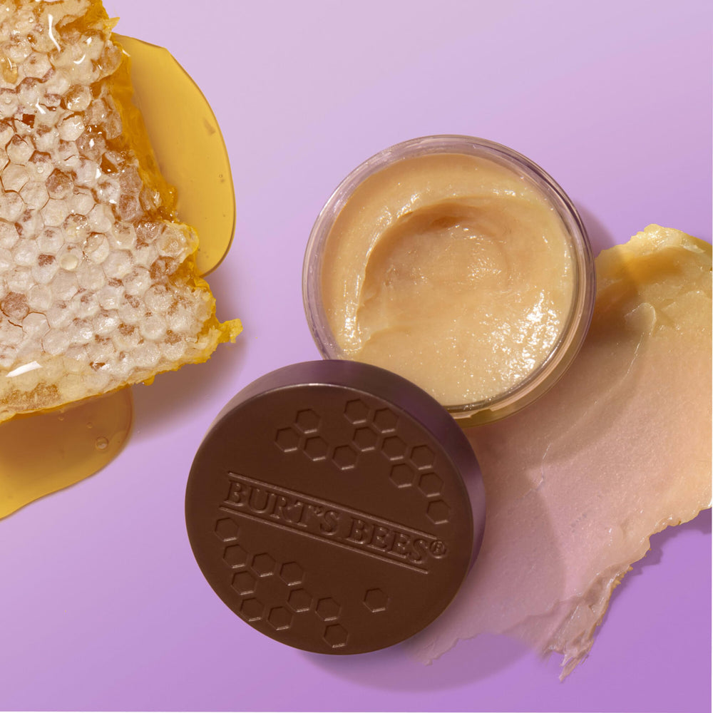 Burt's Bees Overnight Lip Treatment jar open revealing creamy texture for bedtime routine