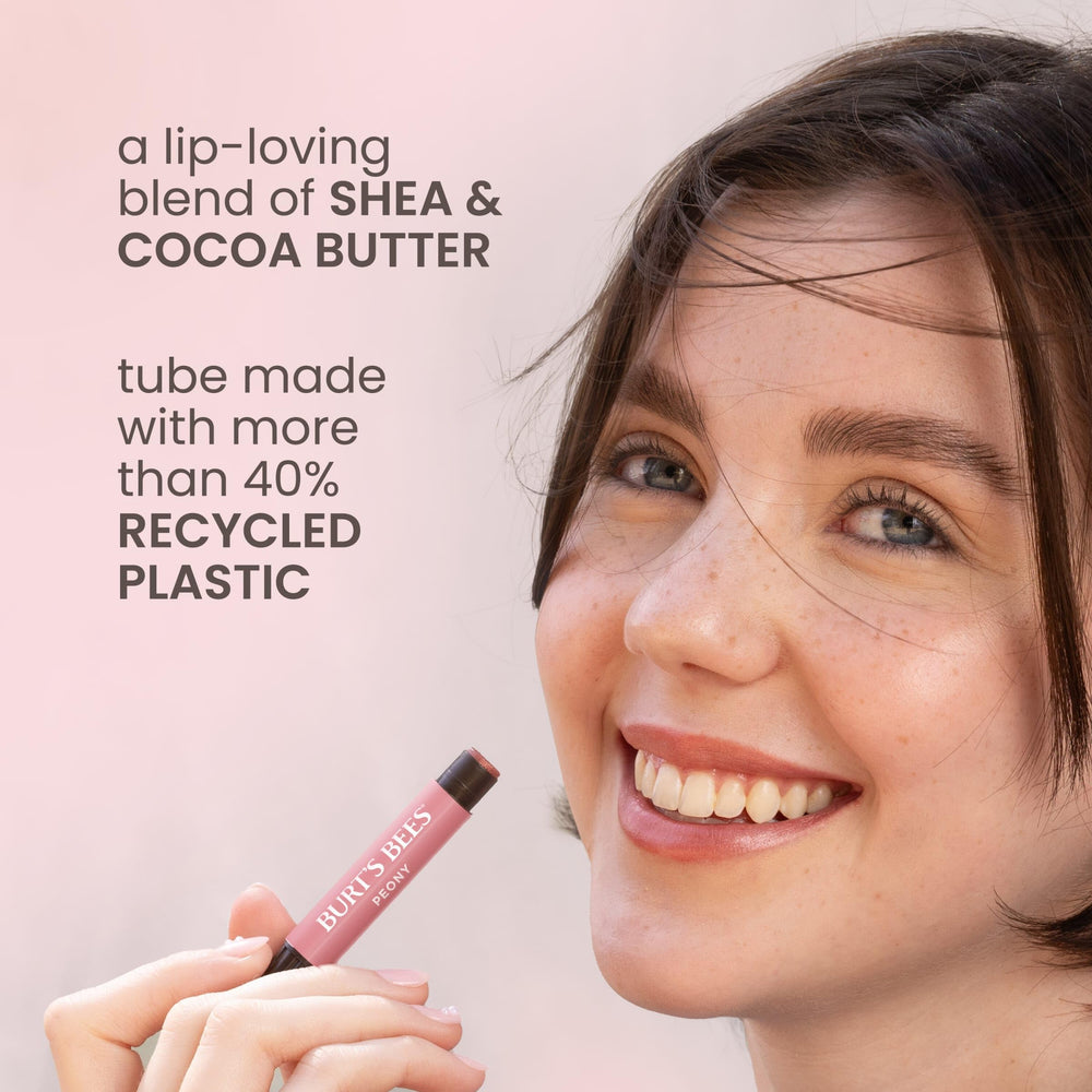 Burt's Bees Lip Shimmer Fig recyclable carton packaging detail