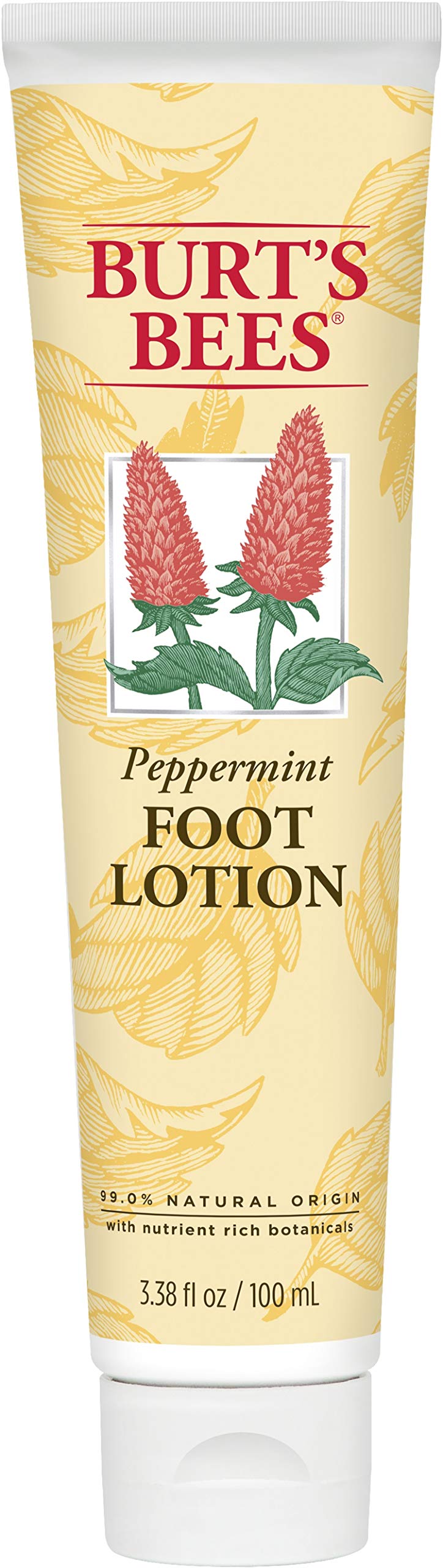BURT'S BEES Peppermint Oil Foot Lotion applied for cooling relief on tired feet.
