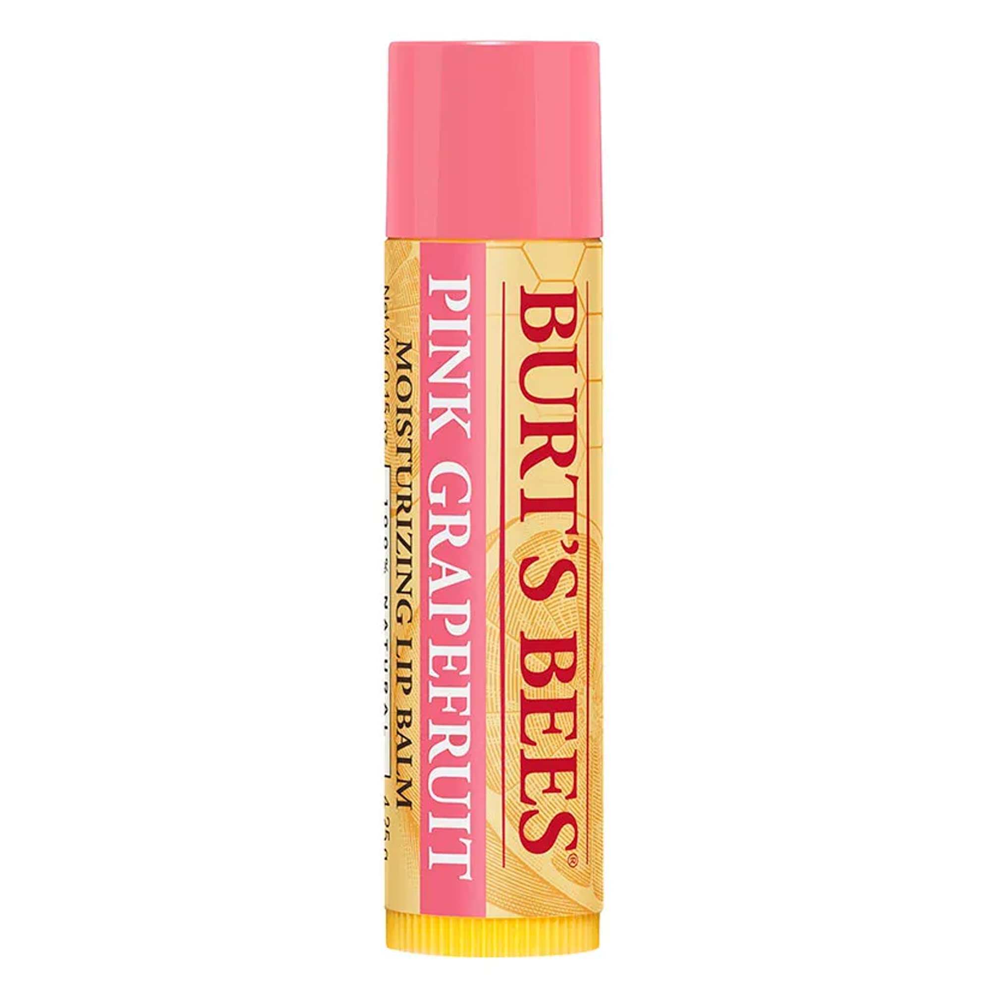 Burt's Bees Pink Grapefruit lip balm application shows a smooth, silky glide