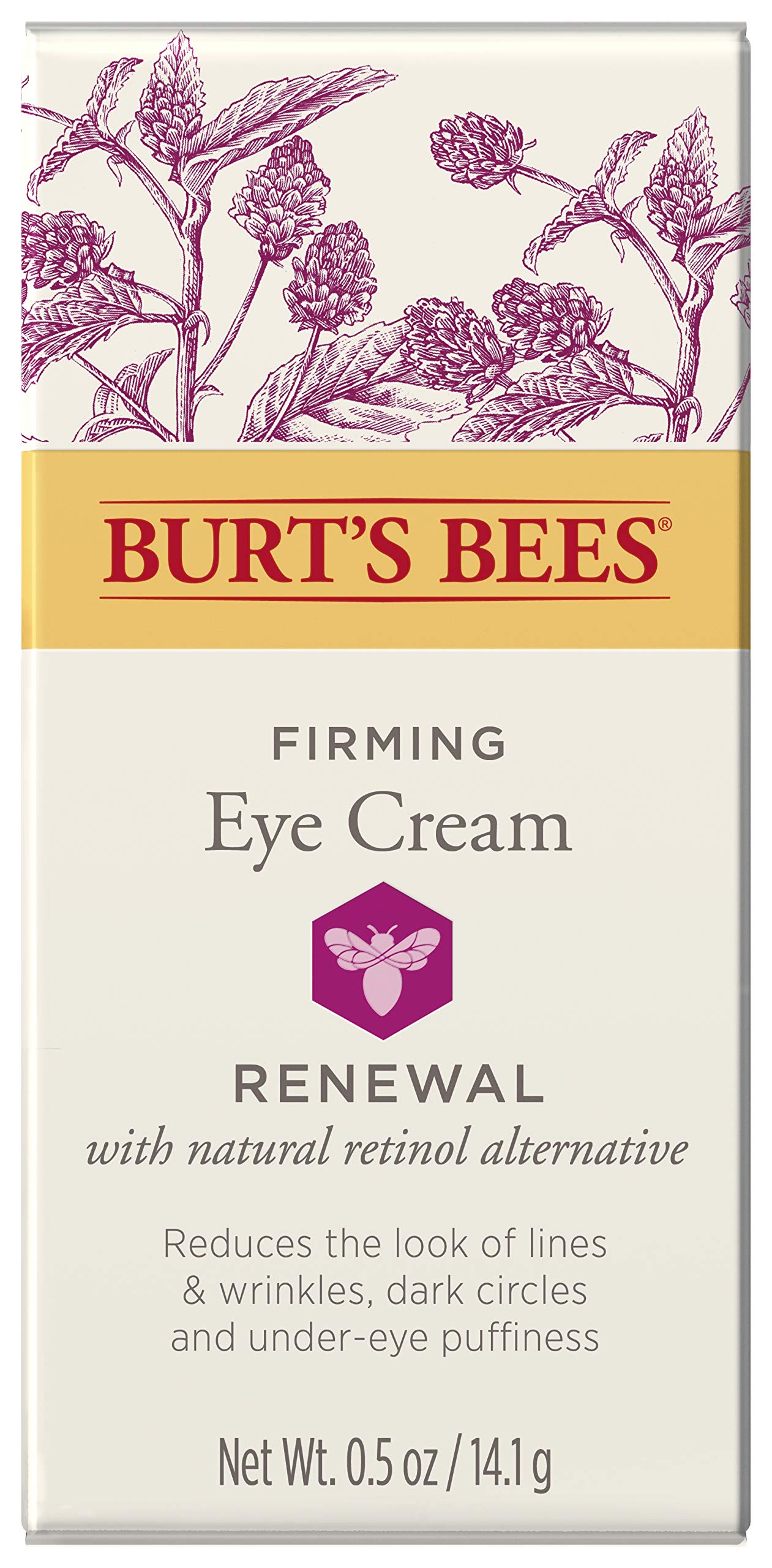 Ophthalmologist-tested Burt's Bees Renewal Eye Cream suitable for sensitive eye areas.