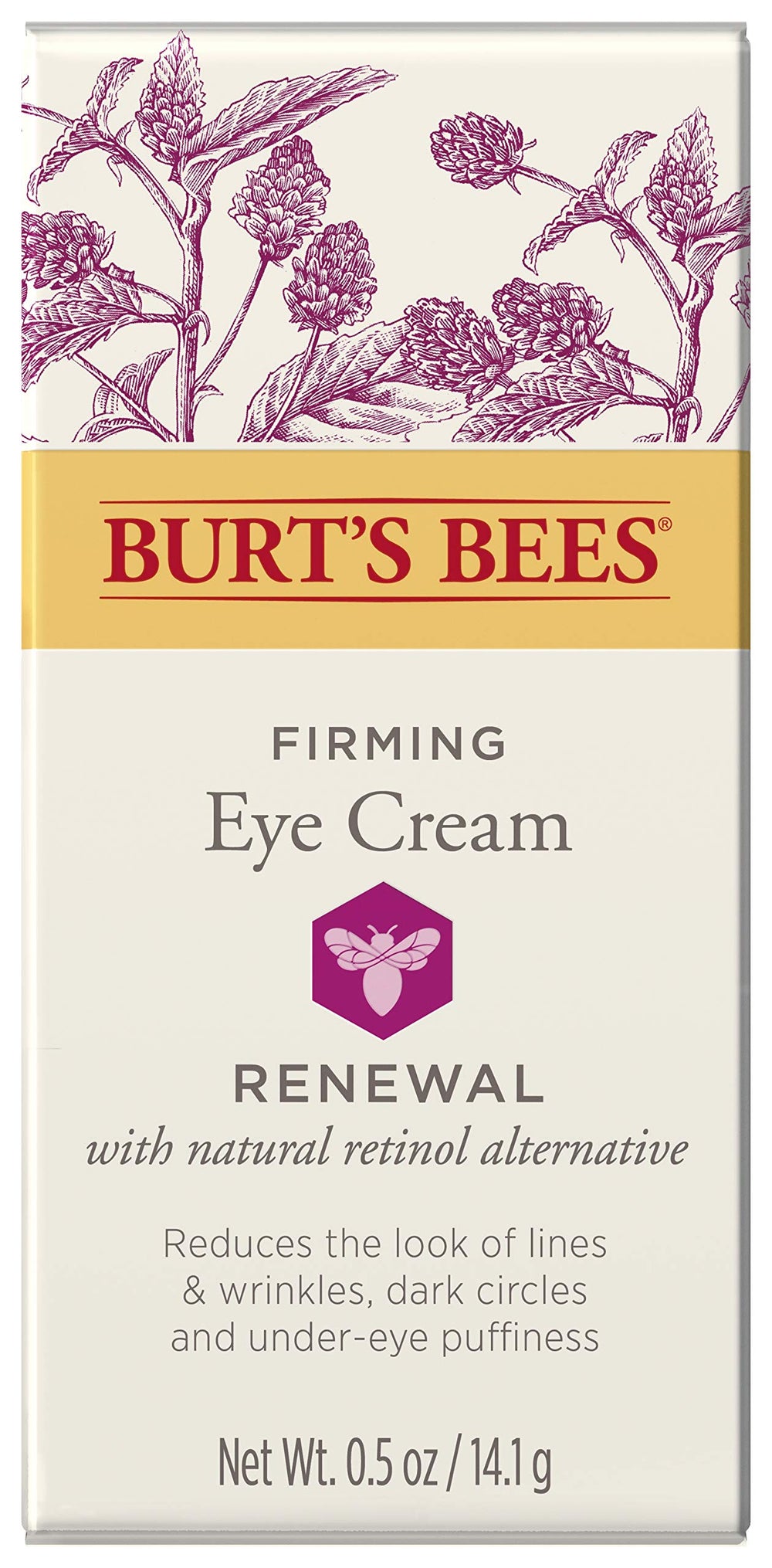 Ophthalmologist-tested Burt's Bees Renewal Eye Cream suitable for sensitive eye areas.