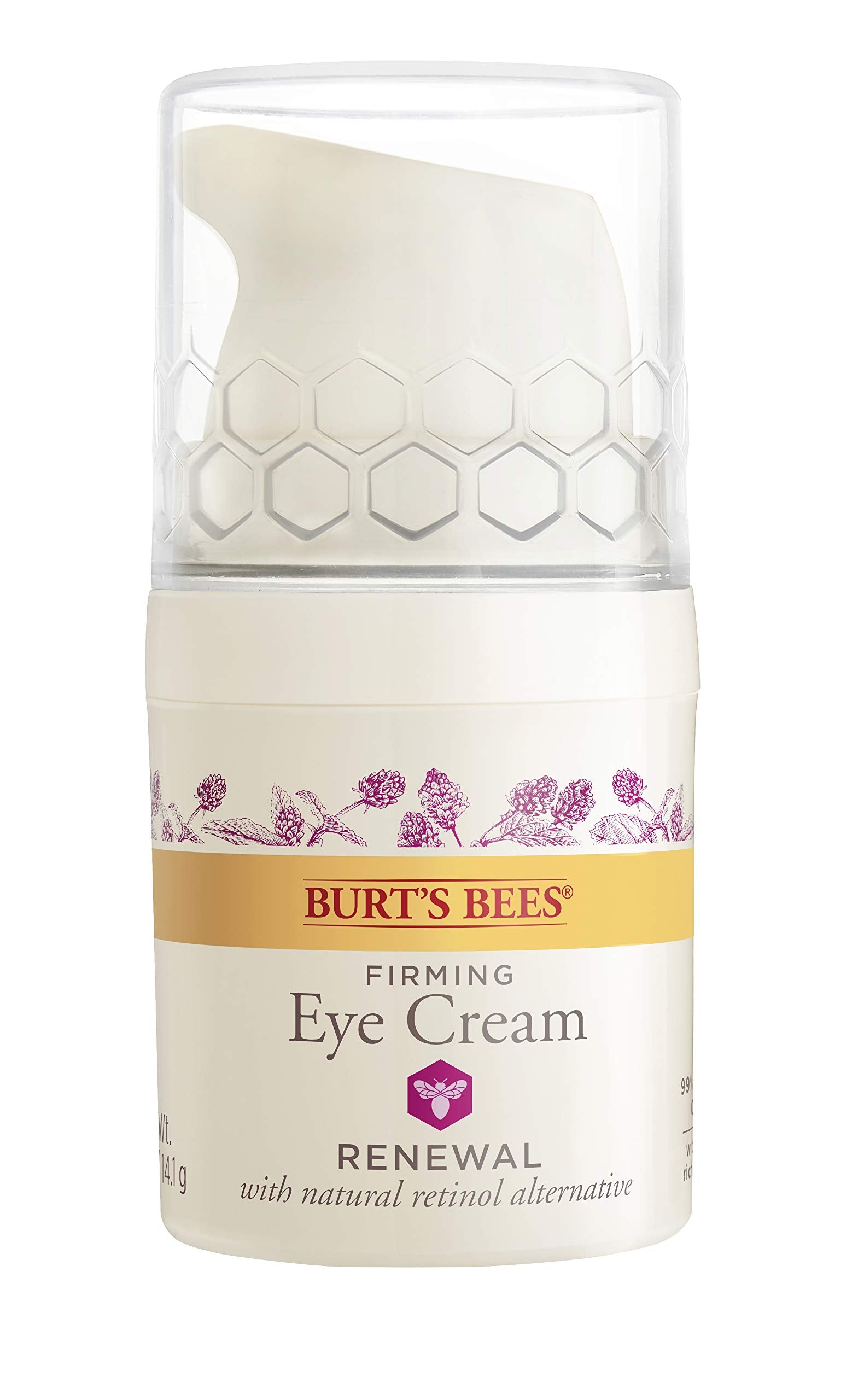 Burt's Bees Renewal Eye Cream packaging highlights natural, hydrating eye care.