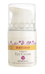 Burt's Bees Renewal Eye Cream packaging highlights natural, hydrating eye care.