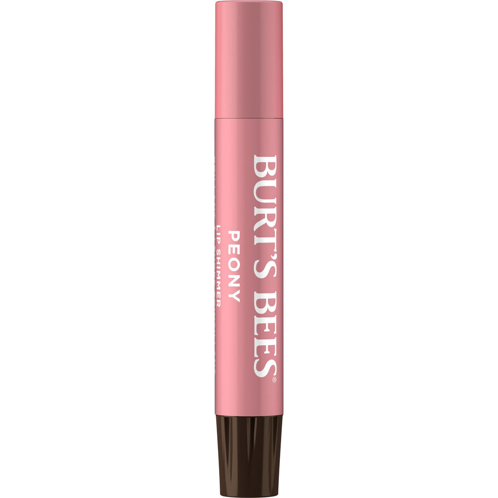 Burt's Bees Lip Shimmer Peony swatch reveals buildable color and subtle sparkle